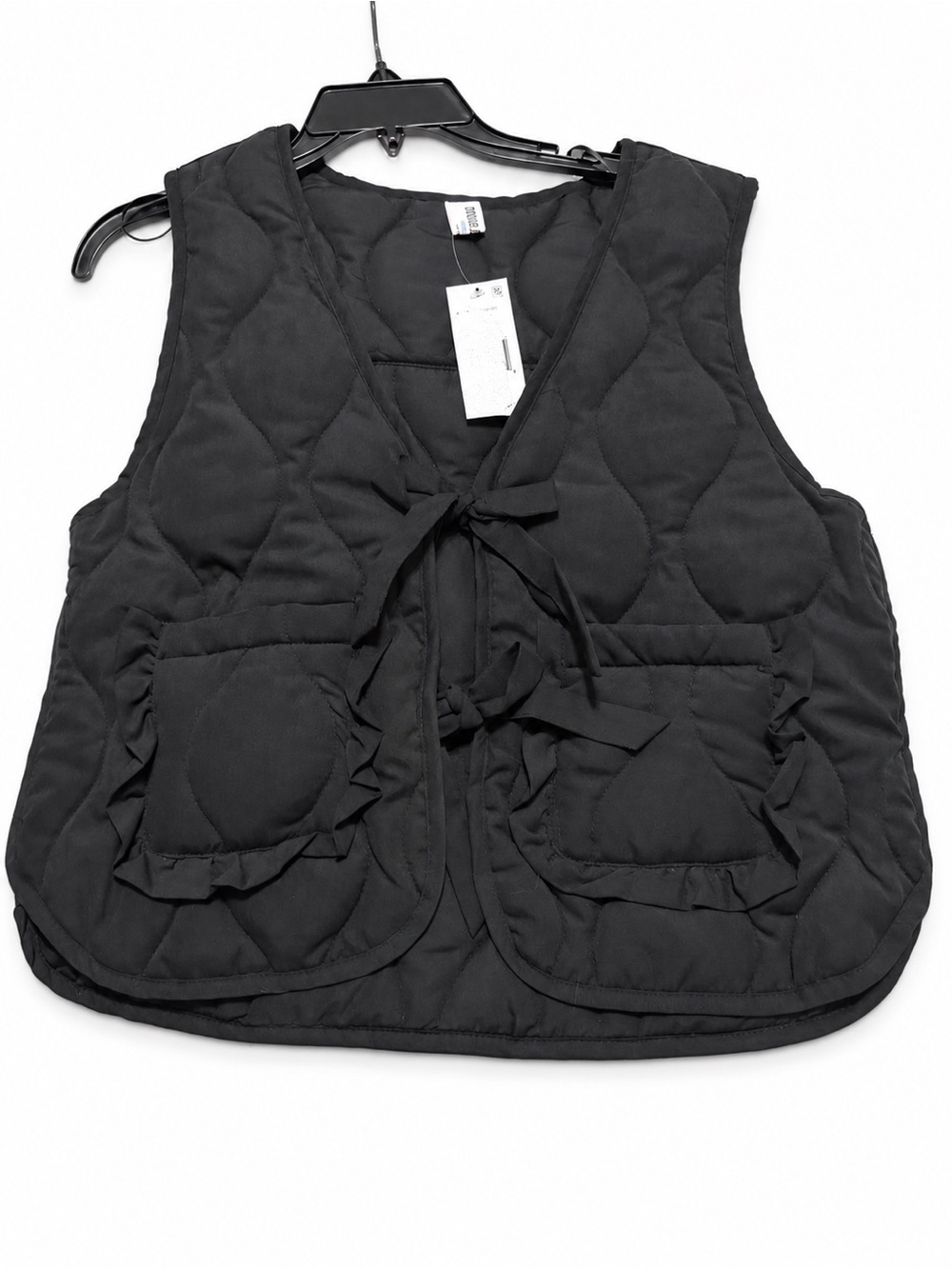 Double Zero Black Quilted Tie-Front Vest